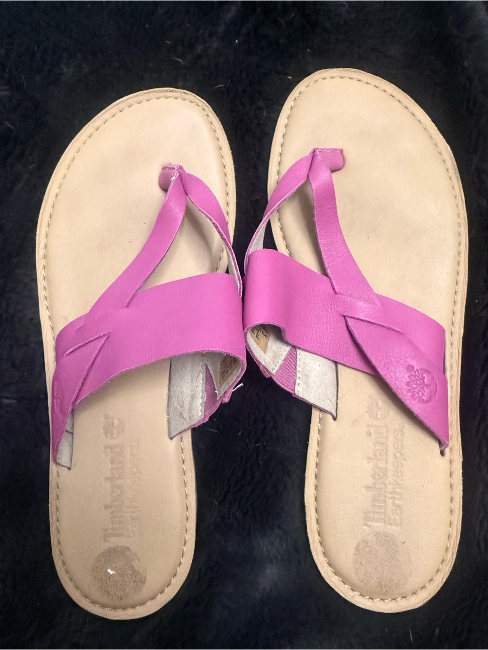 Timberland Women’s Magenta Leather Thong Sandals